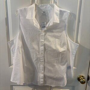 J. Crew Women's White Sleeveless Cottom Poplin Button-Up Shirt ~ 2X ~ NWT